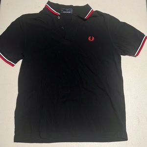 Fred Perry Polo Mens 106cm 42” Black with red and white stripes.